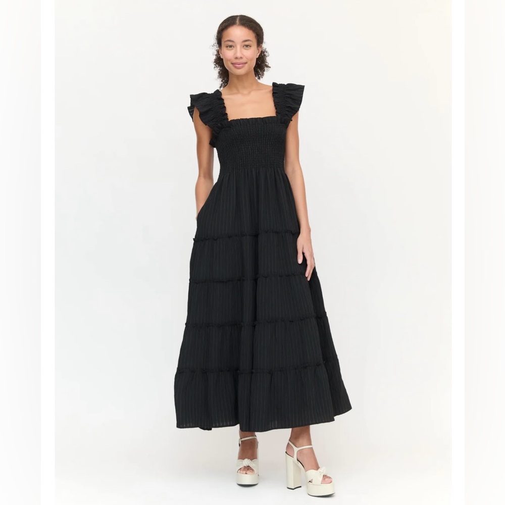 HILL HOUSE HOME
Ellie Nap Dress Black Size XXS Ruffle Sleeves Pockets Smocking - Picture 5 of 9